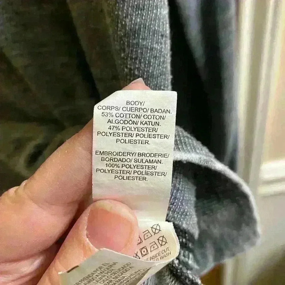 Lucky Brand Floral Embroidered Gray Long Sleeve Distressed Shirt Size Medium - Picture 5 of 14